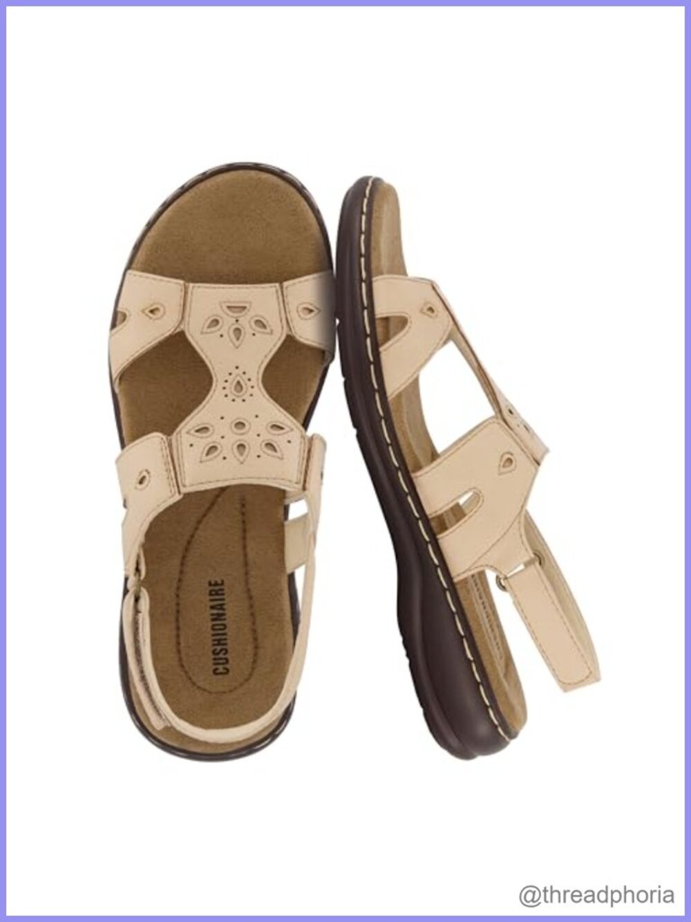 Cushionaire Womens Flat Slingback Sandals Memory Foam Faux Leather Adjustable